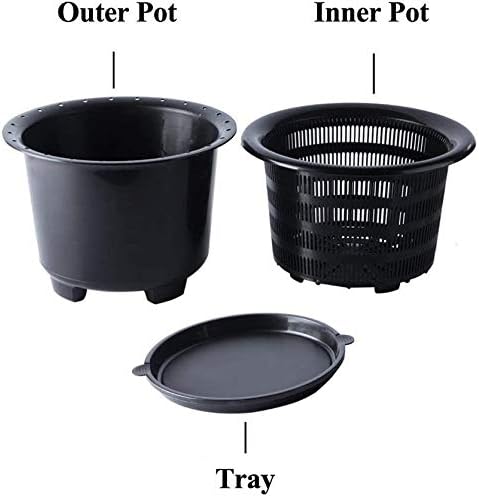 8 Inch Orchid Pots with Holes and Saucers,Double Layer Plastic Large Orchid Planter Pot,Flower Pots for Indoor Outdoor Flower Plants,Orchids,Herbs,Snake Plants and Succulents