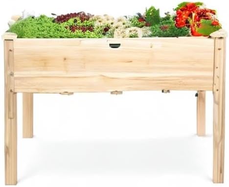 Best Choice Products 48x24x30in Raised Garden Bed, Elevated Wood Planter Box Stand for Backyard, Patio, Balcony w/Bed Liner, 200lb Capacity - Natural