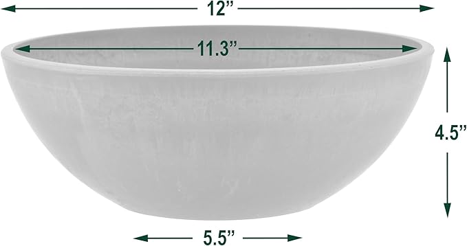 PSW Pot M30C Collection Shallow Garden Bowl Low Planter for Succulents, Bonsai, Fairy Gardens, Herbs, 12-inch, Chocolate