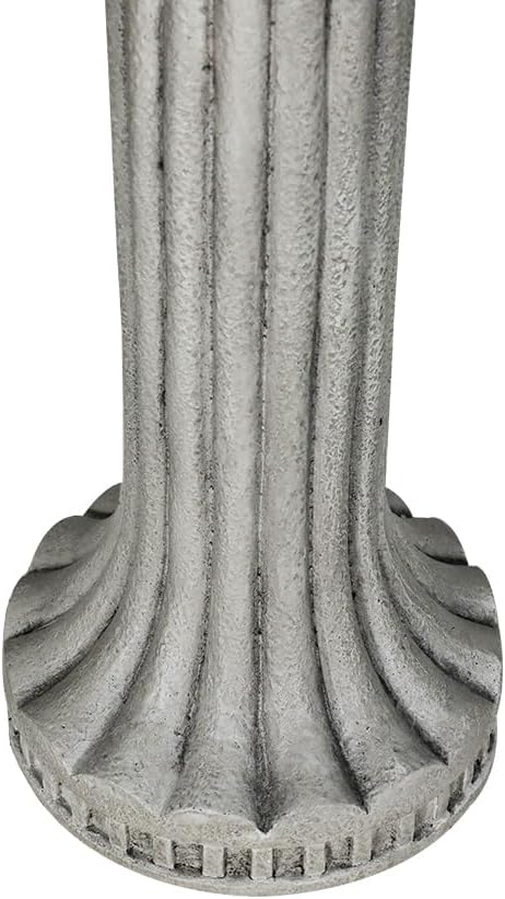 SunJet 24” H x 16” Dia Outdoor Birdbath with Classical Pedestal - Fibre Reinforced Concrete Birdbaths, Vintage Design for Garden Decor & Bird Attraction