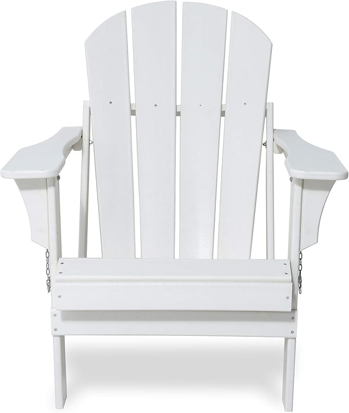 Westin Outdoors Laguna WO Home Outdoor Adirondack Folding Chair Lounger Seat Traditional Retro Home Furniture for Beach, Balcony, Backyard, Lawn, Patio, Pool, Deck, Garden (White)