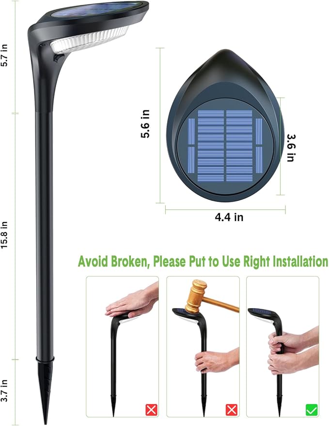 Solar Pathway Lights Waterproof - 4 Pack 150 Lumen Bright Solar Outdoor Lights with 2 Color Modes, Landscape Path Light Auto On/Off for Driveway Walkway, Garden, Yard, Porch, Patio Decor