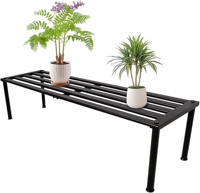 Metal Plant Stand, Rust-proof Aluminum Display Rack, Plants Display Stands Decoration Racks for Living Room Garden Balcony Patio (Ebony, 41.3Inch Tall Leg)