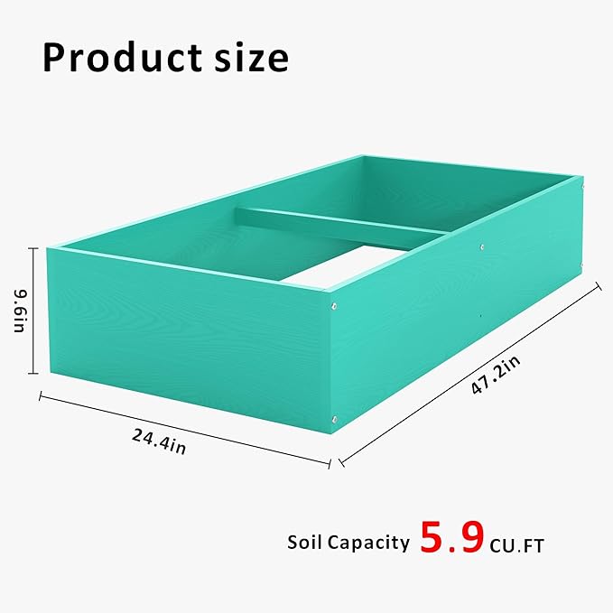 HDPE Raised Garden Bed 47.24 * 24.4 * 9.65 in,Vegetable Planter Bed Outdoor,Elevated Horticulture Planter Bed,Waterproof,Rot-Resistant and Non-Cracking Above Ground Garden Bed(Aruba Blue)