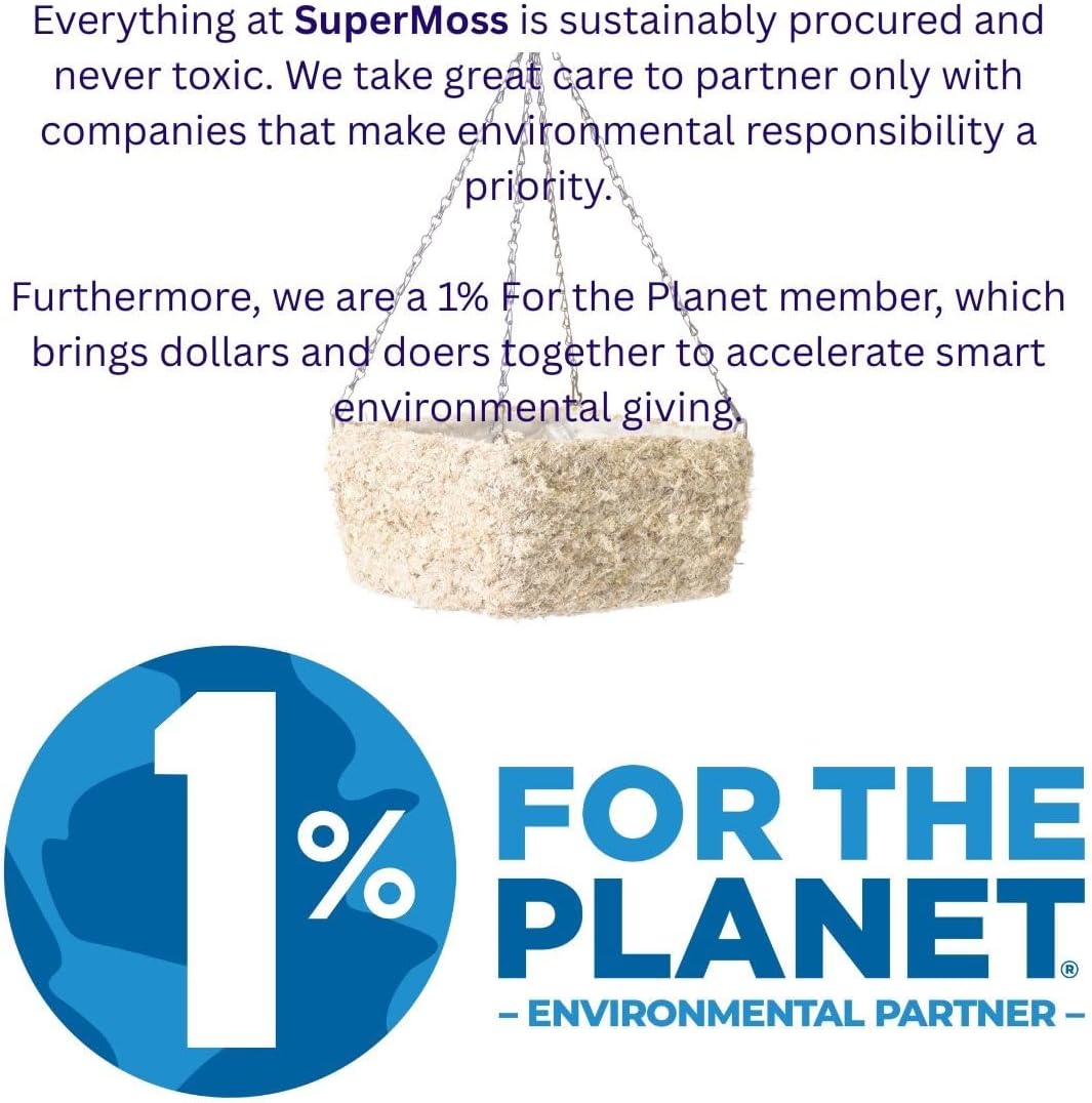 SuperMoss (29249D MossWeave Hanging Basket | Outdoor Hanging Planter with Moss | Decorative Plant Hanger for Porch, Balcony, Garden & Home Décor, Square, Small 10.5” D, Blond