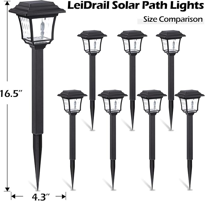 LeiDrail Solar Pathway Lights 8 Pack Solar Garden Lights with 2 Modes Waterproof Outdoor Path Light Warm White/Cool White LED Landscape Lighting for Yard Lawn Sidewalk Driveway Garden