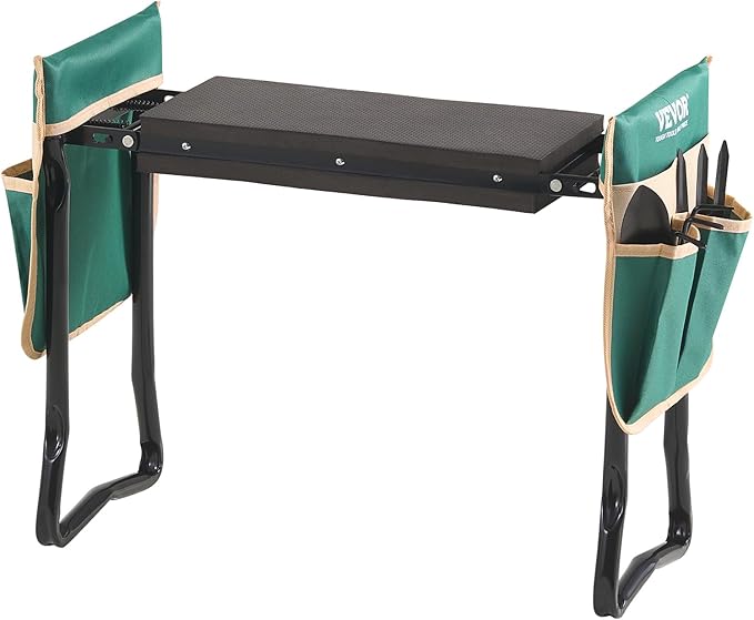VEVOR Folding Garden Kneeler and Seat Heavy Duty, Widened 8" EVA Foam Pad, Portable Garden Stool with Tool Bags, Gardening Bench to Relieve Knee & Back Pain, Great Gifts for Seniors, Women, Parents