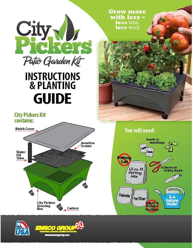 Emsco Group 2341-1HD City Picker Raised Bed Self Watering and Improved Aeration – Mobile Unit with Casters-Hunter Green Grow Box and Seed Starter