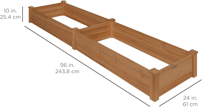 Best Choice Products 8x2ft Outdoor Wooden Raised Garden Bed Planter for Vegetables, Grass, Lawn, Yard - Acorn Brown