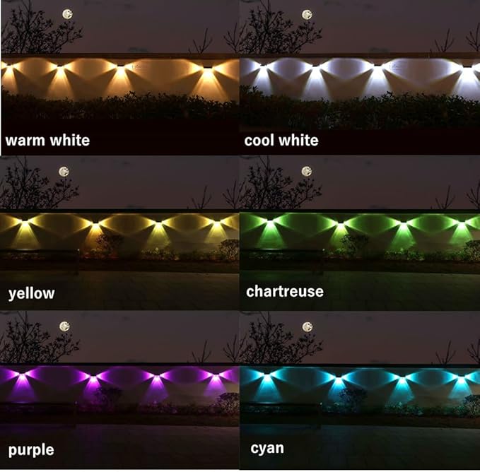 Solar Fence Lights Outdoor - 3-Side Fence Light Solars Powered for Outside IP65 Waterproof Fence Solar Lights Outdoor for Outside Garden Backyard Patio Deck Fence Stair Step Railing Pathway(4Pack)