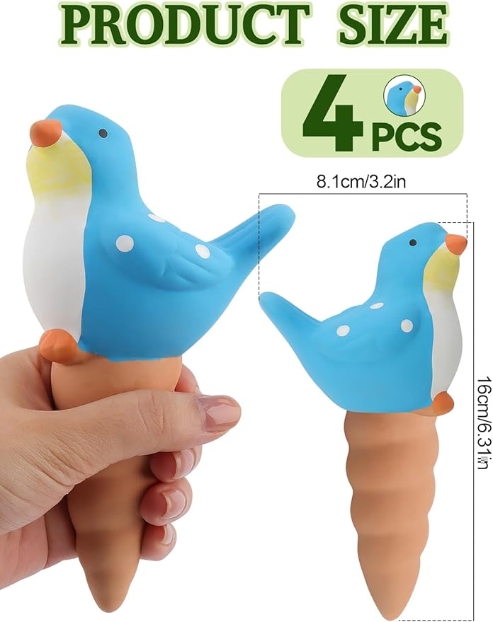 4Pcs Plant Watering Globes, Kalolary Bird Shape Self Watering Spikes Terracotta Drip Water Stakes Irrigation Watering Bulbs for Pot, Indoor, Outdoor, Vacation 