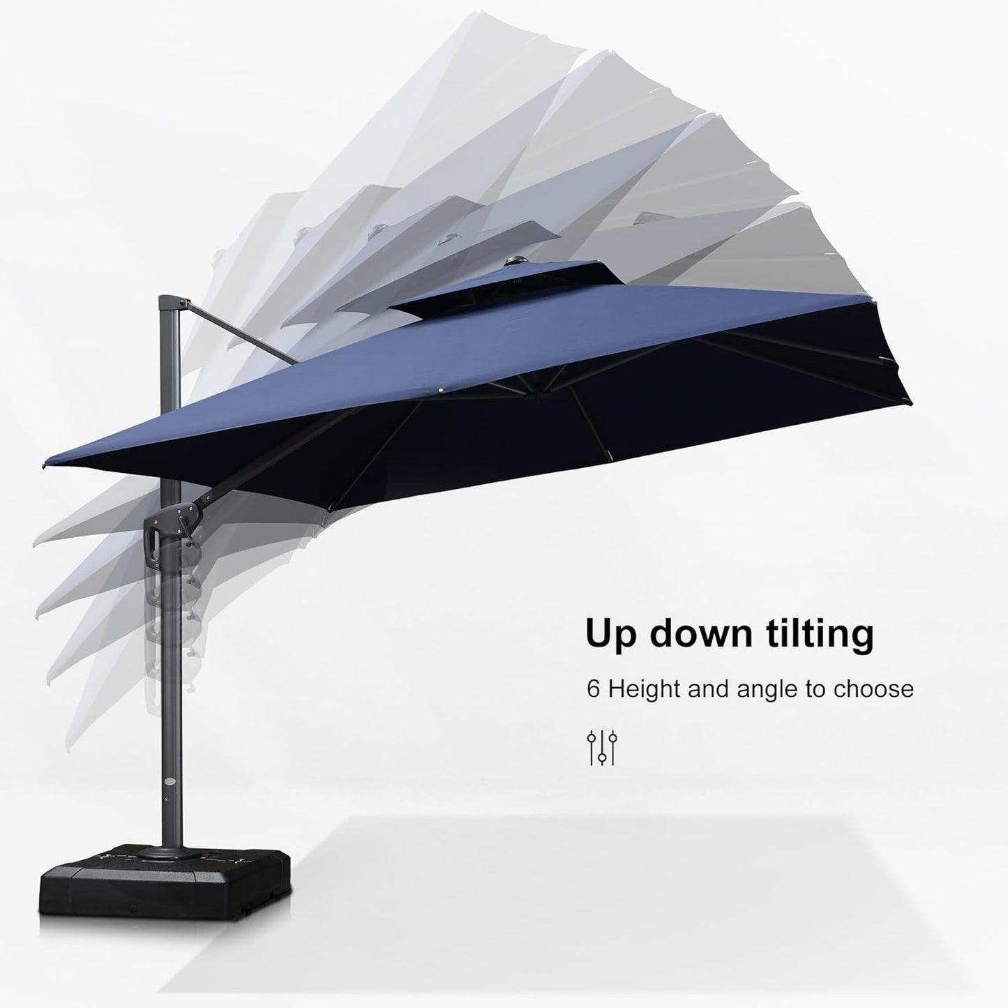 PURPLE LEAF 11ft Patio Umbrella with Base Included Large Offset Umbrella Hanging Double Top Square Cantilever Outdoor Umbrella for Garden Deck Backyard Pool Navy