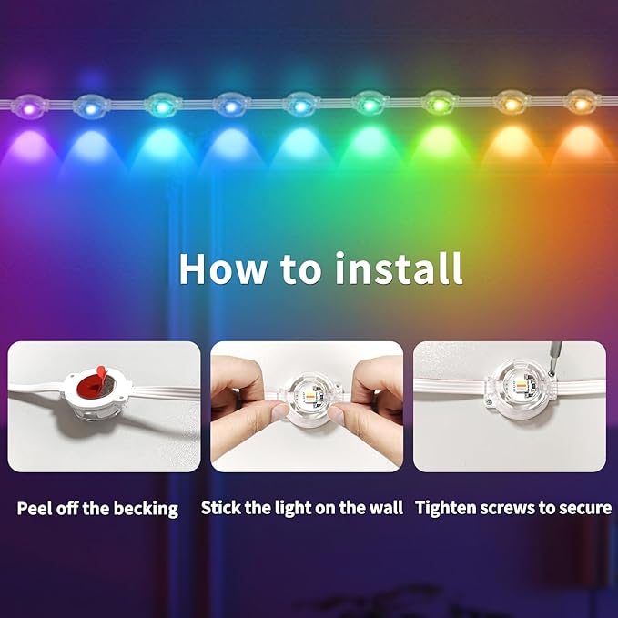 200ft Permanent Outdoor Lights,RGB Eaves Light with App Control Remote,DIY IP67 Waterproof Under Eave Lighting,Outside led Lights for Christmas,Garden,House Decorations