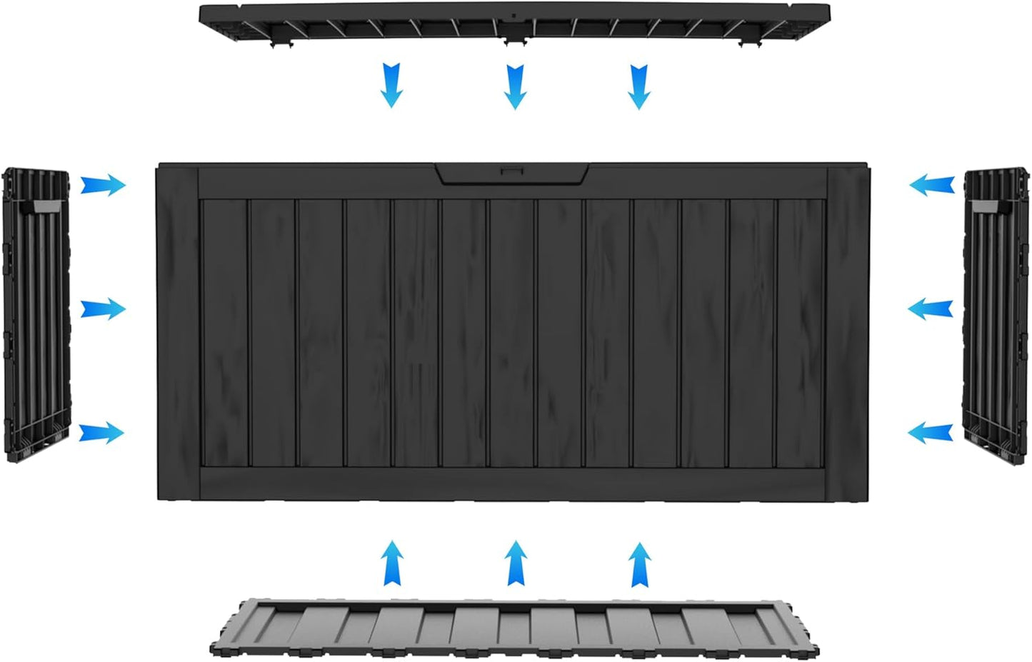 75 Gallon Waterproof Large Resin Deck Box Indoor/Outdoor Lockable Storage Container and Seating for Garden, Pool, and Patio (75 Gallon, Black)