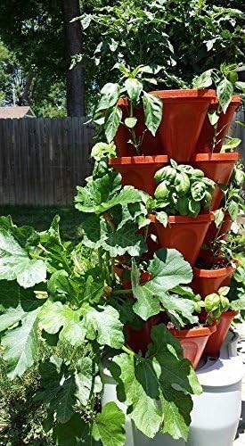Mr. Stacky Smart Farm - Automatic Self Watering Garden - Grow Fresh Healthy Food Virtually Anywhere Year Round - Soil or Hydroponic Vertical Tower Gardening System (Standard Kit, Terracotta)