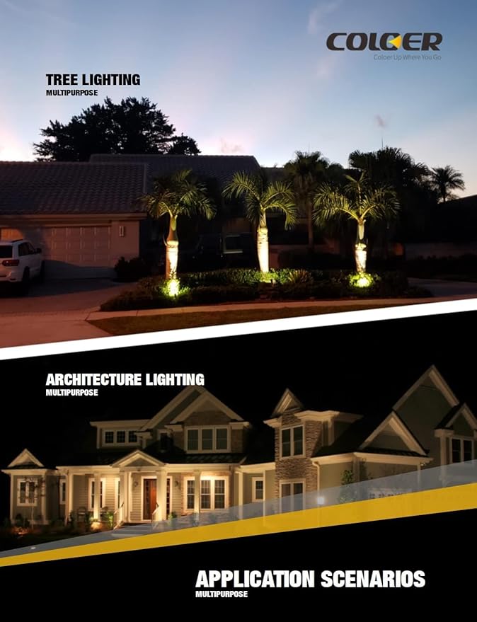 COLOER Brass Low Voltage Landscape Spotlight Fixture(Black) 6-Pack Without Bulb,12V AC/DC Outdoor Spot Lights for Yard, Directional Garden Patio Spot Up Light(101B-Black)