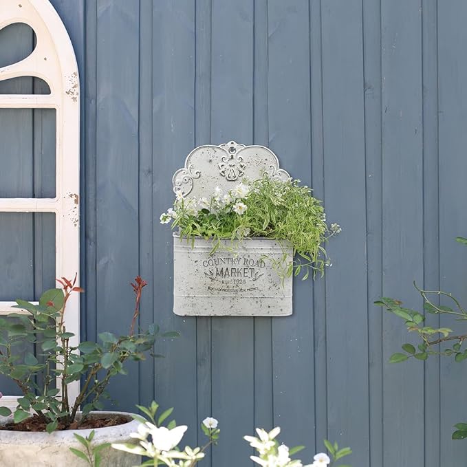 All Chic Metal Wall Planter Wall Mount Planter Wall Haning Planter Outdoor Metal Wall Planter Wall Vases for Flowers Shabby Chic Wall Decor for Rustic Farmhouse
