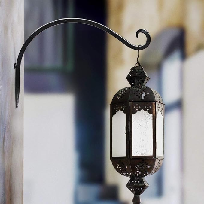 AJART Hanging Plant Hanger Outdoor: 12-Inch Metal Bird Feeder Wall Hooks - 4 Pieces Rust-Resistant Plant Bracket Hook for Hanging Flower Baskets