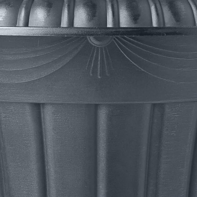 PL00GY Classic Traditional Plastic Urn Planter Indoor/Outdoor, 16" x 18", Gray