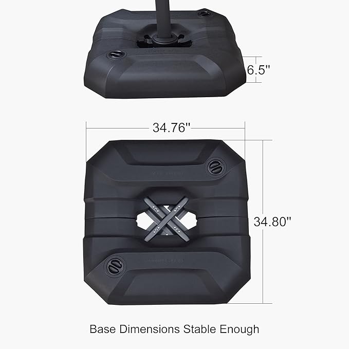 PURPLE LEAF 9 Feet Patio Umbrella with Base Outdoor Cantilever Square Umbrella Aluminum Offset Umbrella with 360-degree Rotation for Garden Deck Pool Patio, Grey