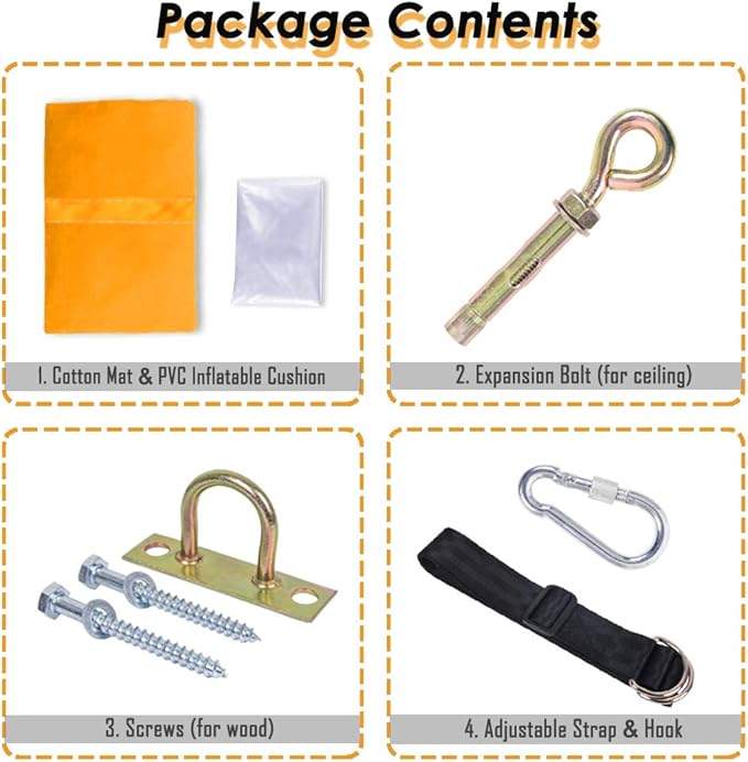 Kids Pod Swing Hanging Seat Child Hammock Chair Indoor and Outdoor Sensory Swings 100% Cotton Loading Capacity 170 lbs (Yellow)