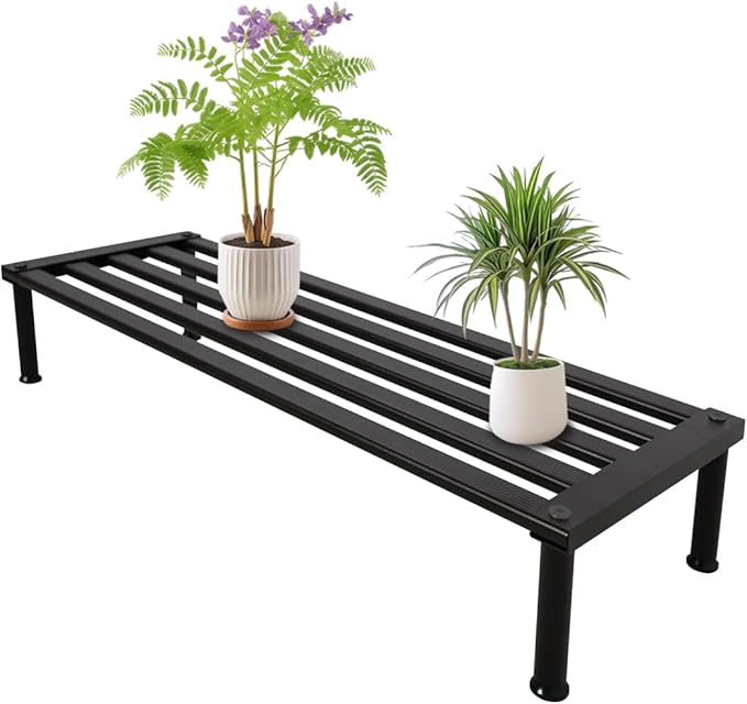 Metal Plant Stand, Rust-proof Aluminum Display Rack, Plants Display Stands Decoration Racks for Living Room Garden Balcony Patio (Ebony, 31.5Inch Low Leg)