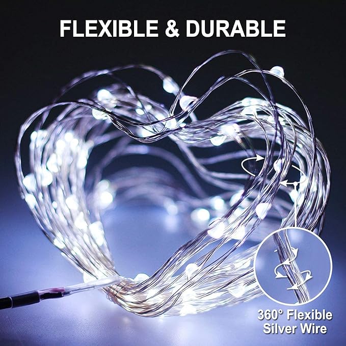 JMEXSUSS 2 Pack Solar String Lights Outdoor Waterproof, Each 33FT 100 LED Solar Lights Outdoor, 8 Modes White Fairy Light for Outside Yard Tree Patio Garden Wedding Christmas Decorations