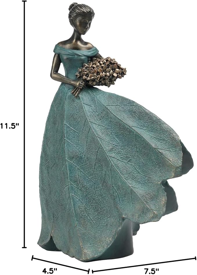 Guichifun Fairy Statue Collection Home Decoration - Leaf Angel Girls Resin Home Garden Patio Decor Memorial Gift for Mom Outside or Inside Outdoor Yard Decorations Figurines 7.5 x 4.5 x 11.5 Inch