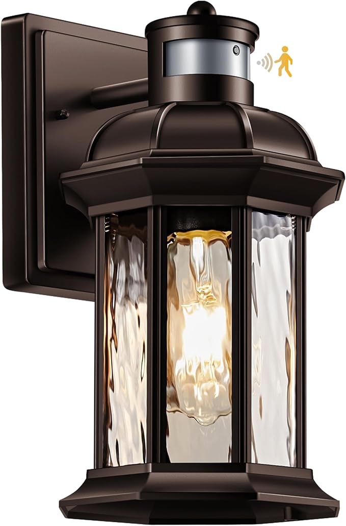 VIANIS Motion Sensor Outdoor Garage Lighting Fixture, Oil Rubbed Bronze Farmhouse Exterior Wall Mount Sconce for House, Waterproof Dusk to Dawn Front Porch ORB Outside Lantern for Patio