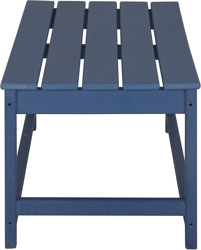 WO Home Furniture Adirondack Chairs Table Set of 3 PCS Outdoor Folding Chairs Coffee Table Weather/UV Resistant for Lawn, Garden, Bon Fire, Balcony (Navy Blue)