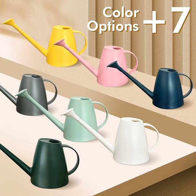 Watering Can for Indoor Outdoor Plants, Modern Small Watering Cans with Removable Nozzle, Long Spout Watering Can for Indoor Bonsai Plants Garden Flowers 1/2 Gallon 1.8L 60OZ (White)