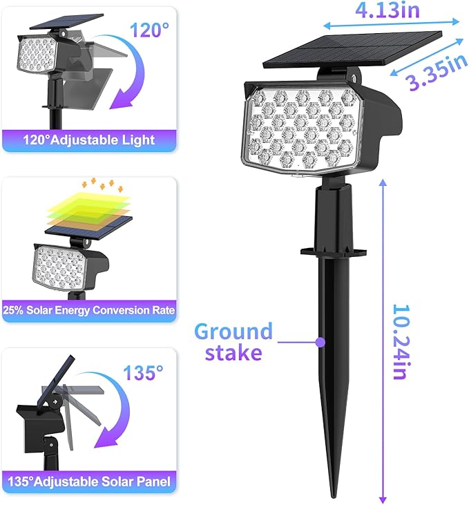 WELALO Solar Color Changing Spot Lights Outdoor, Waterproof Solar Christmas Lights with 9 Modes, Multicolor RGB Landscape Spotlights for Garden Yard Driveway Lawn Patio Pathway Decorations, 10 Pack