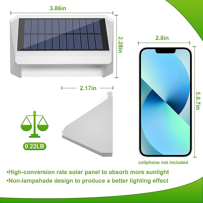 LANSOW Solar Fence Lights 10 Pack, Cool ,Warm and White, Solar Deck Lights Outdoor Waterproof, Dusk to Dawn Solar Powered Decor for Outside, Step, Yard, Patio, Wall, Stair