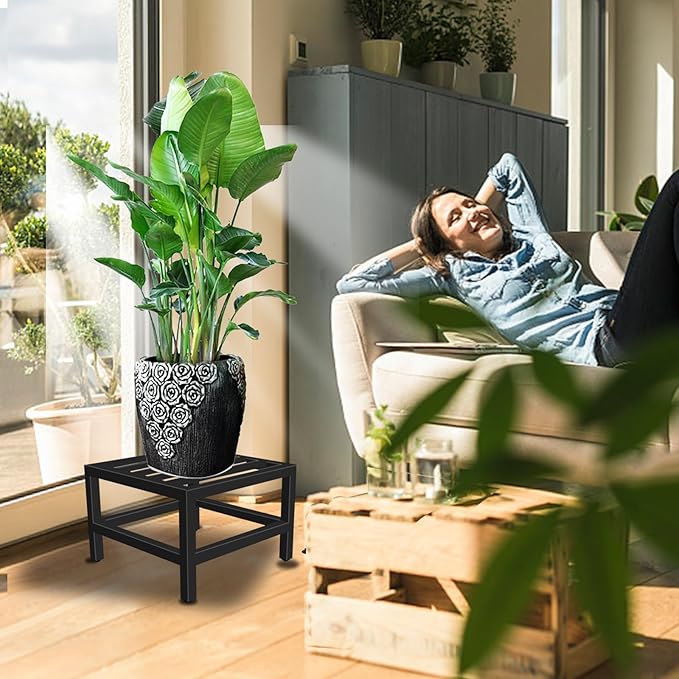 Plant Stand Indoor Outdoor, 2 Pcs Heavy Duty Plant Stands Metal Pedestal Stand for Indoor Outdoor, Wrought Iron Flower Stand Display Planter Shelf for Garden Deck Living Room