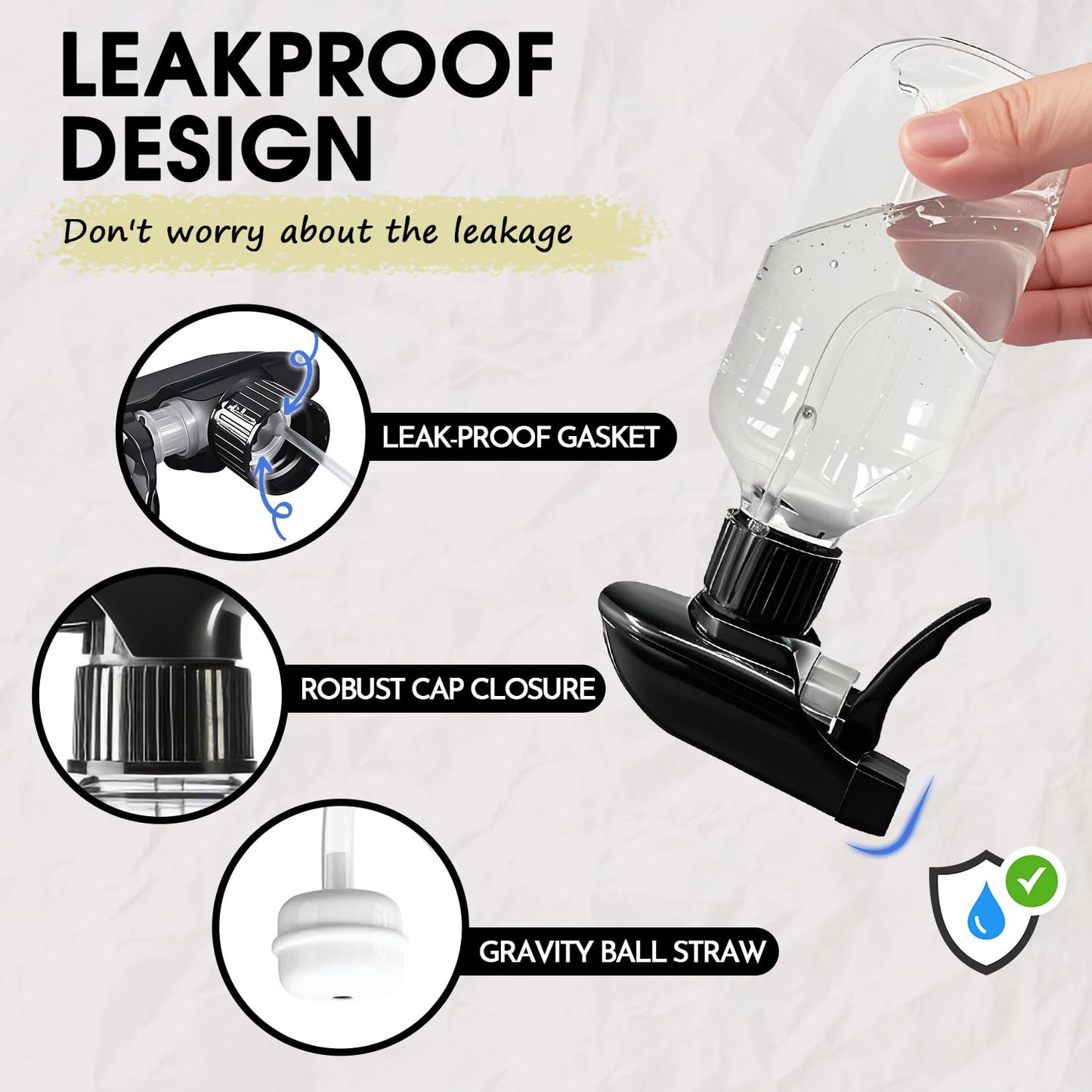 AMORIX Plastic Spray Bottles 2 Pack 360° Water Spray Bottle for Cleaning 10 oz/300 ml Upside Down Spray Bottle Small Mister Squirt Bottle with Adjustable Nozzle for Hair, Cooking, Plant, Pet