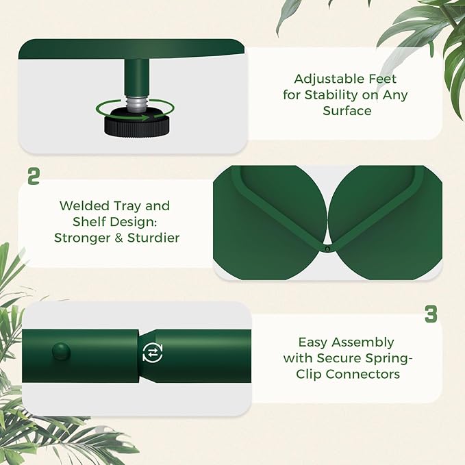 Bamworld Tree Plant Stand Indoor, 3 Tier Flower Pot Stands for Multiple Plants, Heavy Duty Metal Plant Shelf for Patio Garden Balcony Living Room Bedroom