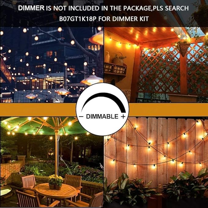 Svater Outdoor String Lights 150FT, E26 Socket, 48pcs S14 Shatterpoof Bulbs, 1 Watt Dimmable 2700K Warm White, IP65 Waterproof Commercial Grade Patio Lights(3 Pack X 50FT)