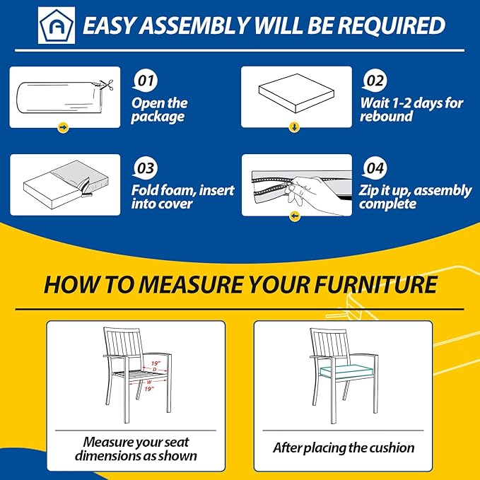 AAAAAcessories Outdoor Seat Cushions for Chairs, Waterproof, Fade-Resistant Patio Furniture Replacement Cushions, 19" x 19" x 3", Set of 2, Gray Cabana Stripe