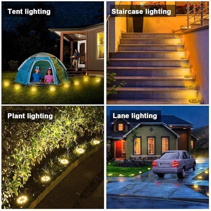 Solar Powered Ground lights 12 Pack,Waterproof LED Solar Lights Outdoor Solar Disk Lights Decorative,Solar Garden Lights for Landscape Pathway Patio Yard Walkway Path Lawn Driveway Lighting Warm White