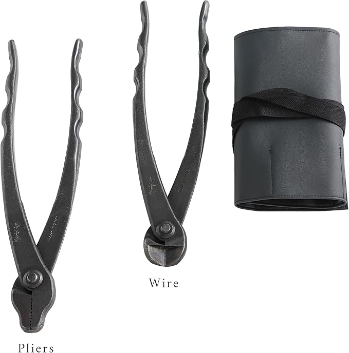 Wazakura Japanese 6PCS Bonsai Scissors and Branch Cutter Tool Kit with Roll Bag: Japanese Yasugi Steel Twig and Satsuki Bonsai Scissors, Concave Branch Cutter, Knob Cutter, Jin Plier, Wire Cutter
