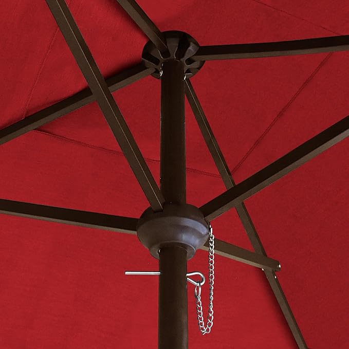 EliteShade USA 10-Year-Non-Fading Sunumbrella 6x6Ft Square Market Umbrella Patio Outdoor Table Umbrella with Ventilation(Logo Red)