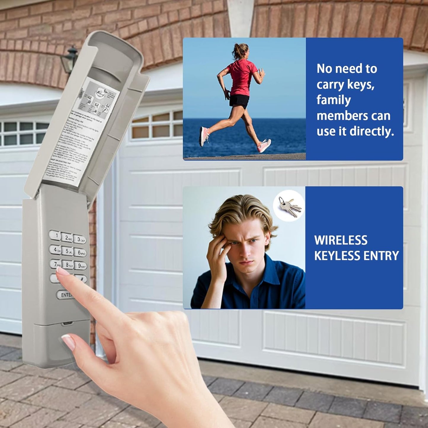 Garage Door Opener Keypad Compatible with Liftmaster Chamberlain Craftsman Garage Door Opener Universal Keypad Wireless Keyless Entry Outside Remote with 315/390 MHZ Learn Button Since 1993