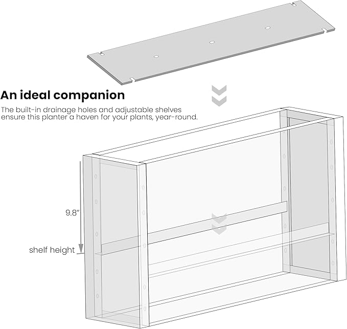 GSK Black Metal Planter Versatile Box with Drainage Holes Galvanized Painted Iron Flower Boxes for Indoor Outdoor Use Ideal Patio Balcony Garden Elevated Plant Bed