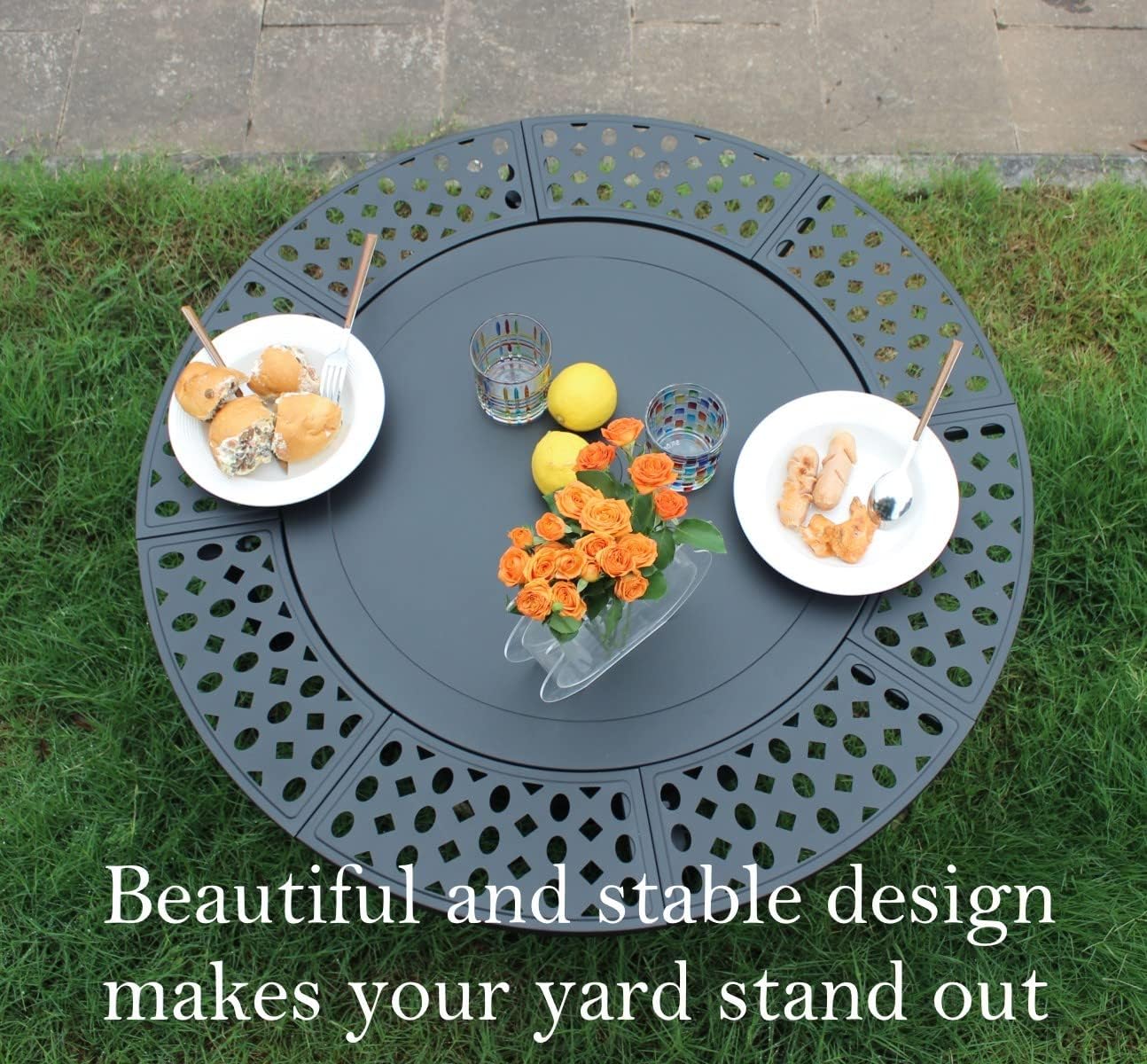 36 Inch Fire Pit with 2 Grills, Wood Burning Fire Pits for Outside with Lid, Poker and Round Waterproof Cover, BBQ& Outdoor Firepit & Round Metal Table 3 in 1 for Patio, Picnic, Party