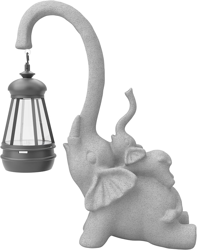 Solar Garden Statue 10 Inch Elephant Decor for Outside Yard Decoration Outdoor Unique Housewarming Gardening Birthday Gifts for Women Grandma