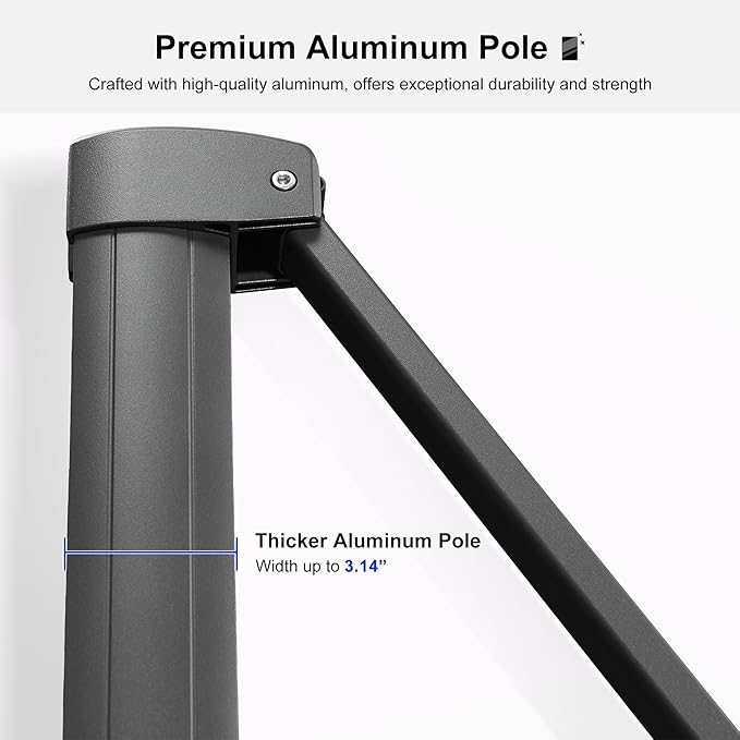 PURPLE LEAF 9' X 12' Left-right Tilting Outdoor Patio Umbrella Swivel Offset Cantilever Heavy Duty Rectangle Aluminum Umbrella with UV Resistant for Deck Pool Patio Backyard, Pebble Grey