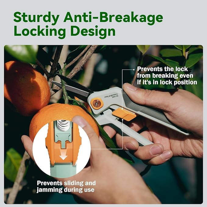 PrunePro Pruning Shears Gardening Scissors Set Professional Hand Pruner Sharp Stainless Steel Blade Garden Scissors Plant Flower Garden Clipper