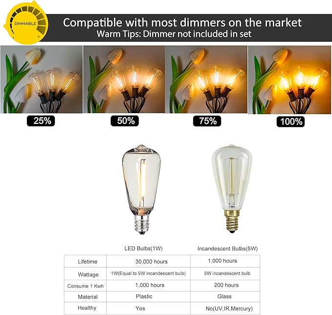 DAMAING Outdoor String Lights 150 FT Patio Lights String with 75 Dimmable ST38 Plastic LED Bulbs,Vintage Shatterproof Edison String Lights Waterproof for Bistro Balcony Backyard and Gazobos.