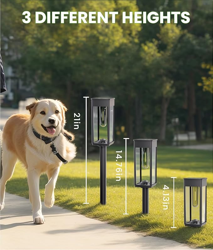 Bright Solar Pathway Lights, 4 Pack Solar Lights Outdoor Waterproof IP65, Auto On/Off Outdoor Light for Yard Garden Landscape Patio Decor Lawn Path Walkway Driveway