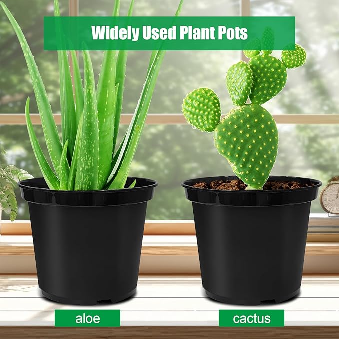 3 Gallon Plastic Nursery Pots, 10 Inch Round Plant Pots with Drainage Holes, 10 Pack Planting Pot for Outdoor Indoor Plants, Black